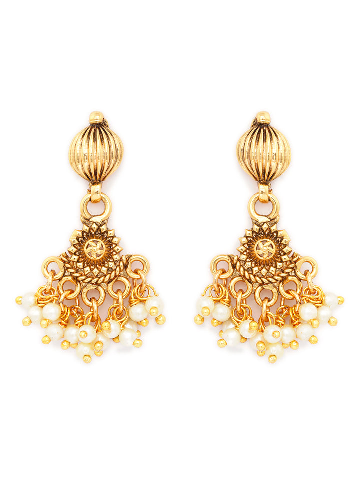 Ethnic Pearl Gold Plated Floral Jewellery Set