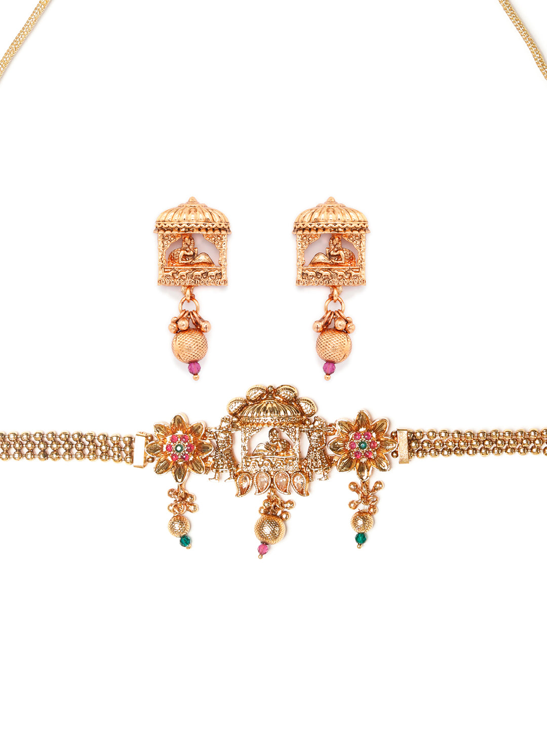 Ruby & Emerald Gold Plated Dulhan Doli Jewellery Set