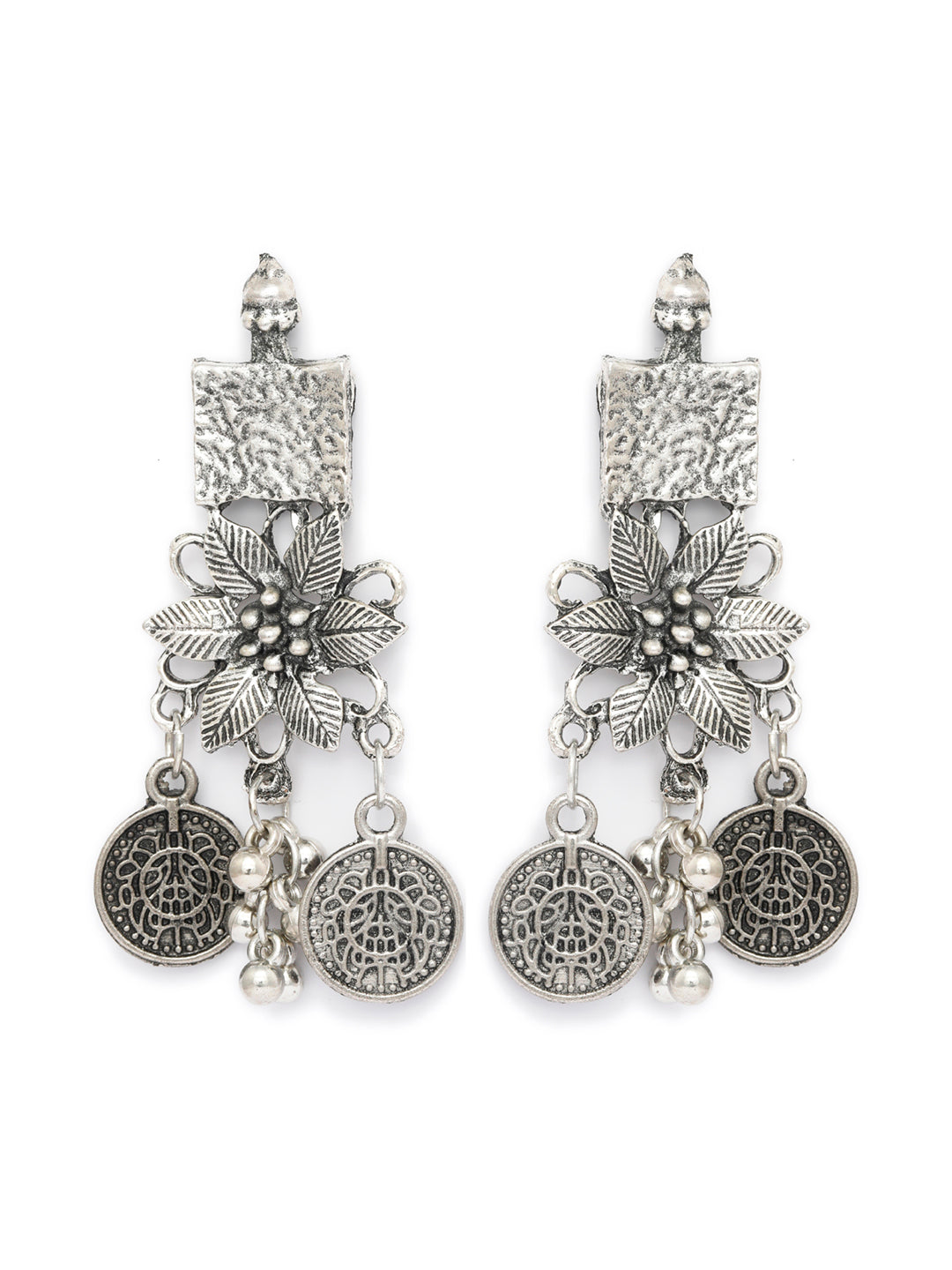 Boho Oxidised Silver Floral Jewelley Set