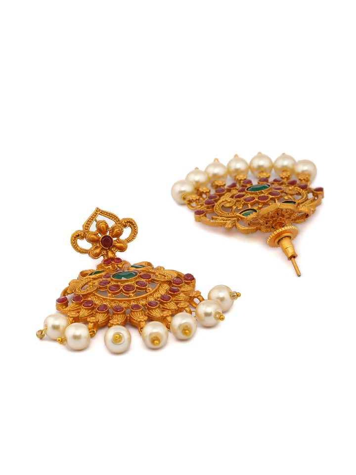 Traditional Gold Plated Real Kemp Peacock Jewelley Set