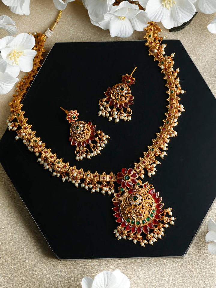 Traditional Real Kemp Gold Plated Floral Jewelley Set