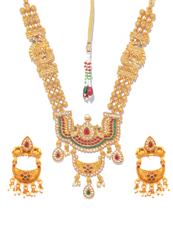 Traditional Gold Plated Real Kemp Temple Jewelley Set