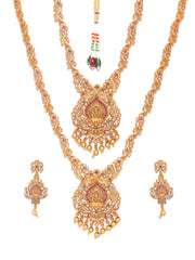 Traditional Gold Plated Real Kemp Goddess Laxmi Jewelley Set