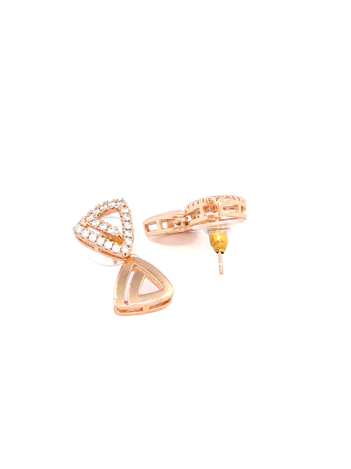 American Diamond Rose Gold Plated Geometric Necklace Set