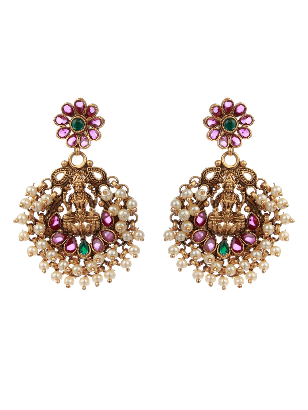 Priyaasi Traditional Ruby & Green Goddess Laxmi Jewellery Set