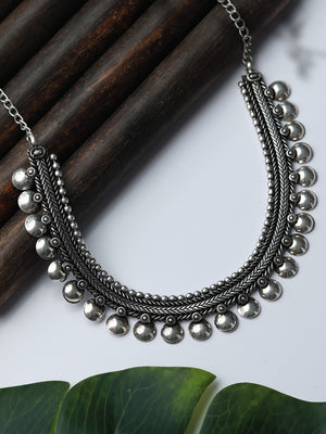 Boho Oxidised Silver Plated  Necklace