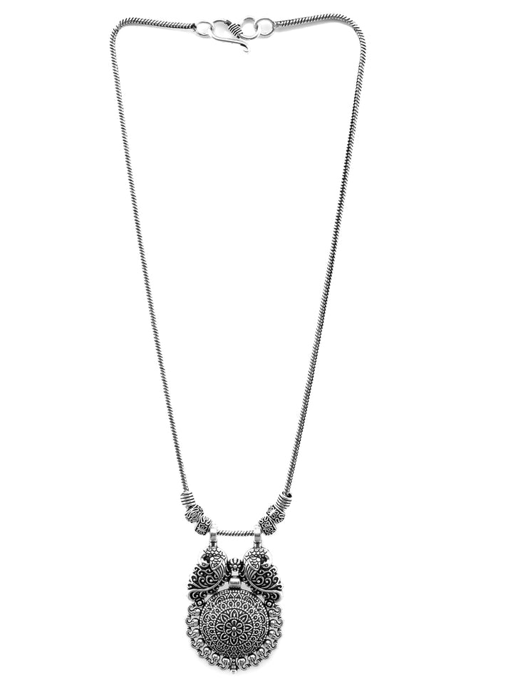 Tribal Boho Silver Plated Peacock Necklace