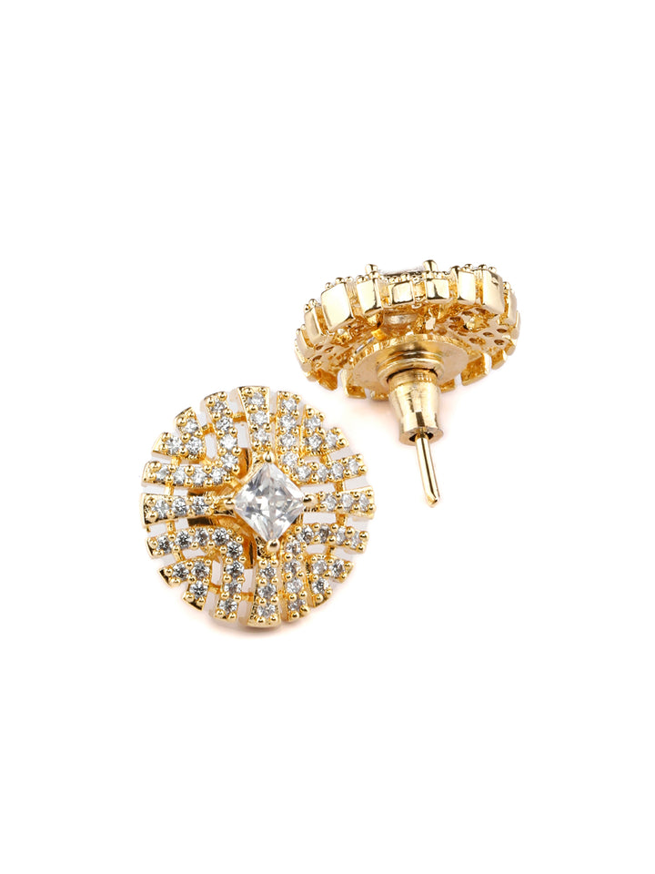 Gold Plated American Diamond Pendant & Earring Set