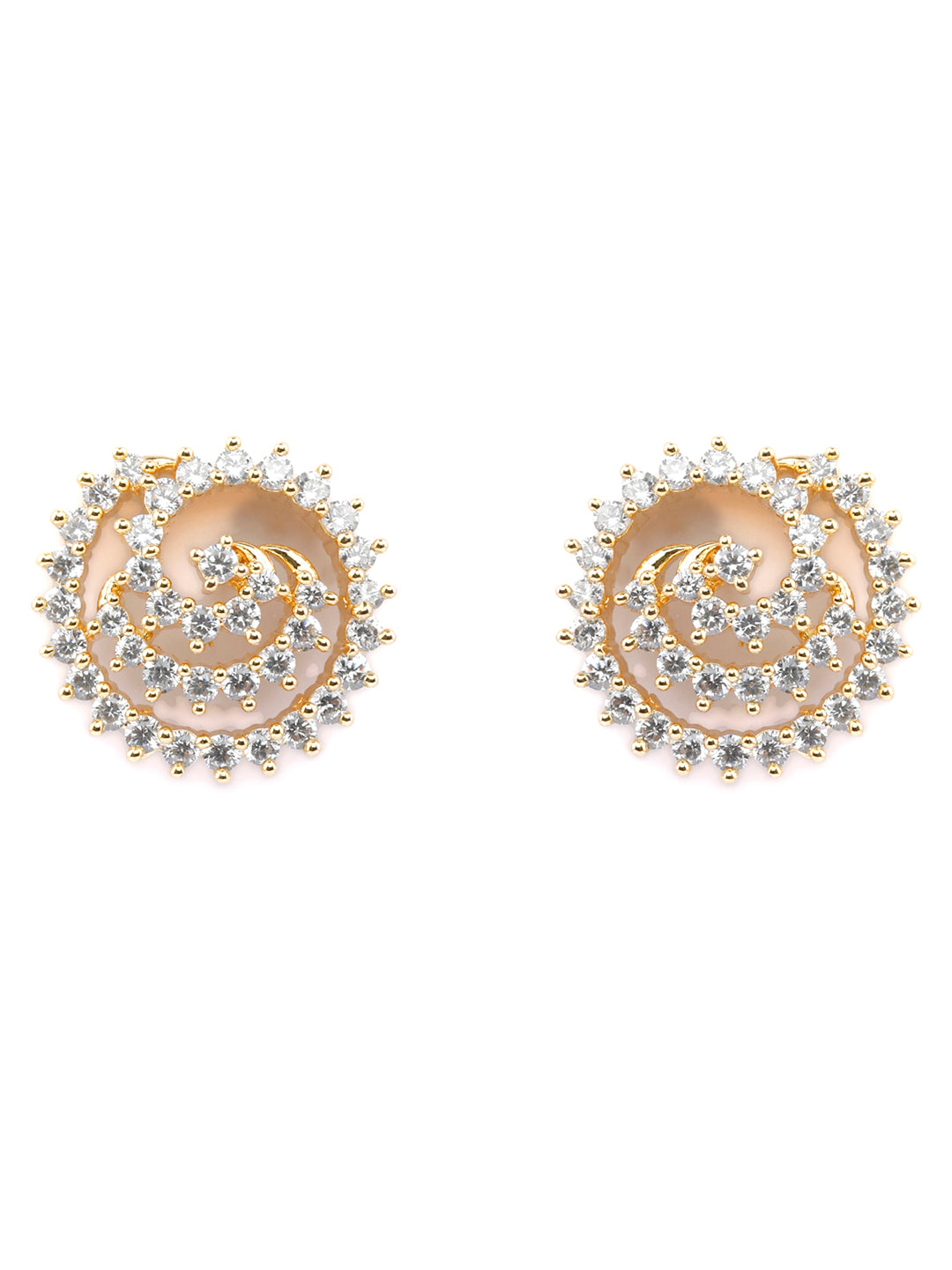 Gold Plated American Diamond Spiral Pendant & Earring Set