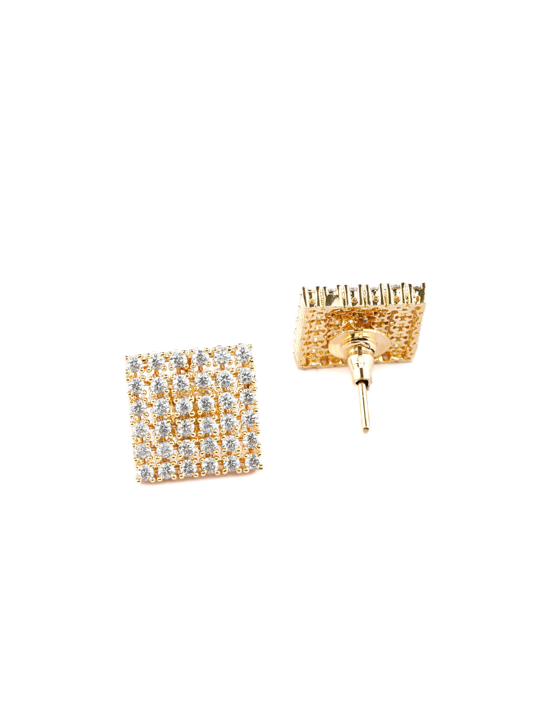 Gold Plated American Diamond Geometric Pendant & Earring Set