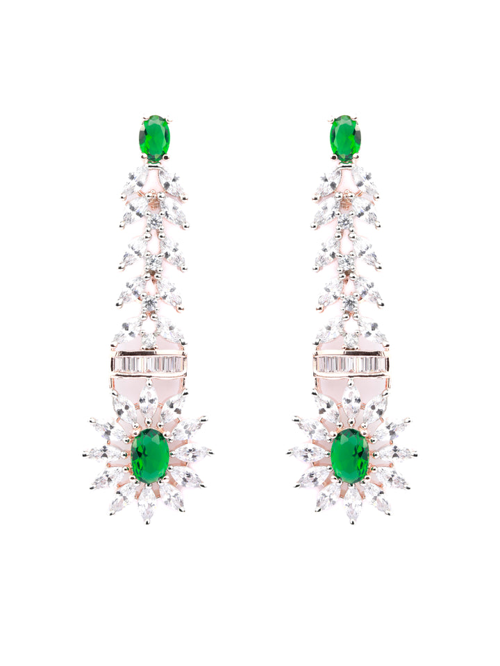 Green American Diamond Rose Gold Jewellery Set