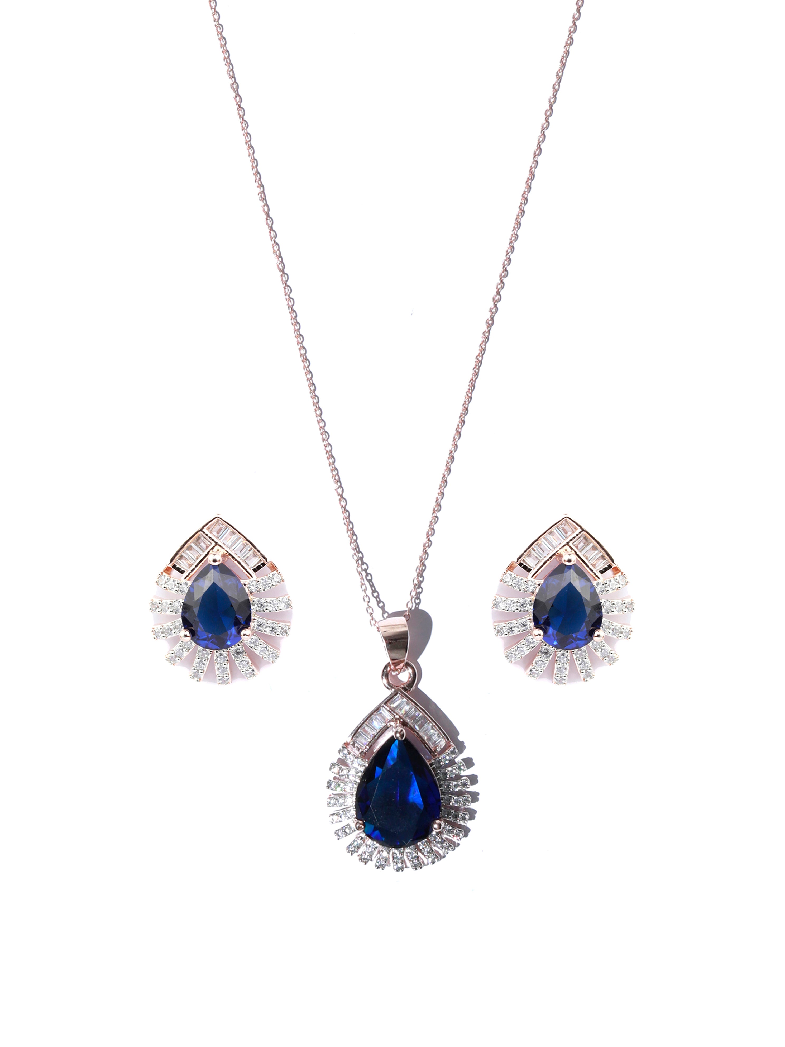 Shop Sapphire Blue Stone Earrings Bracelet Necklace Set for Weddings   Poetry Designs