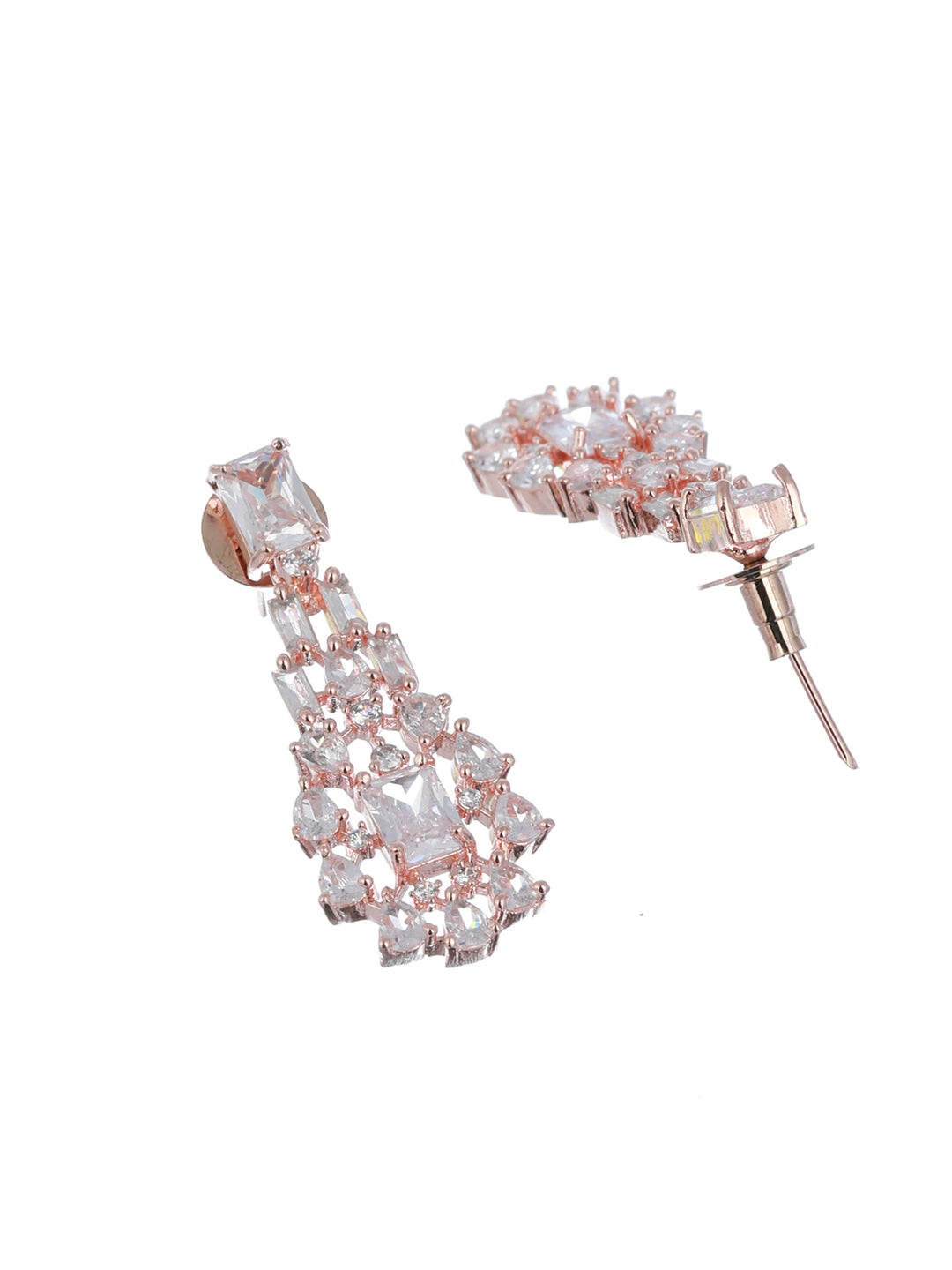 Priyaasi Elegant Rose Gold American Diamond Jewellery Set