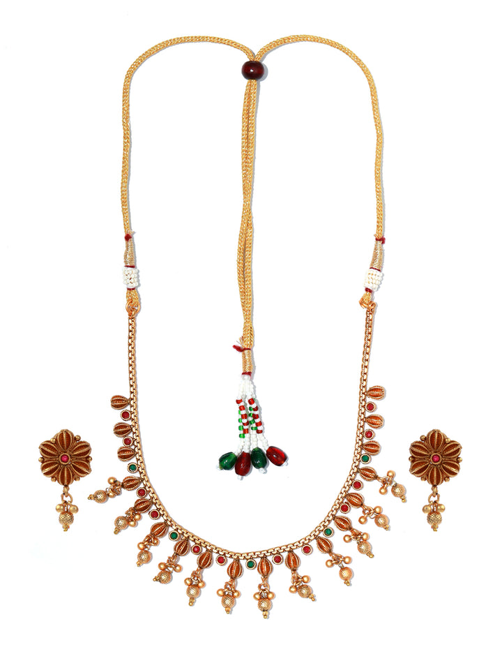Priyaasi Real Kemp Gold Plated Jewellery Set