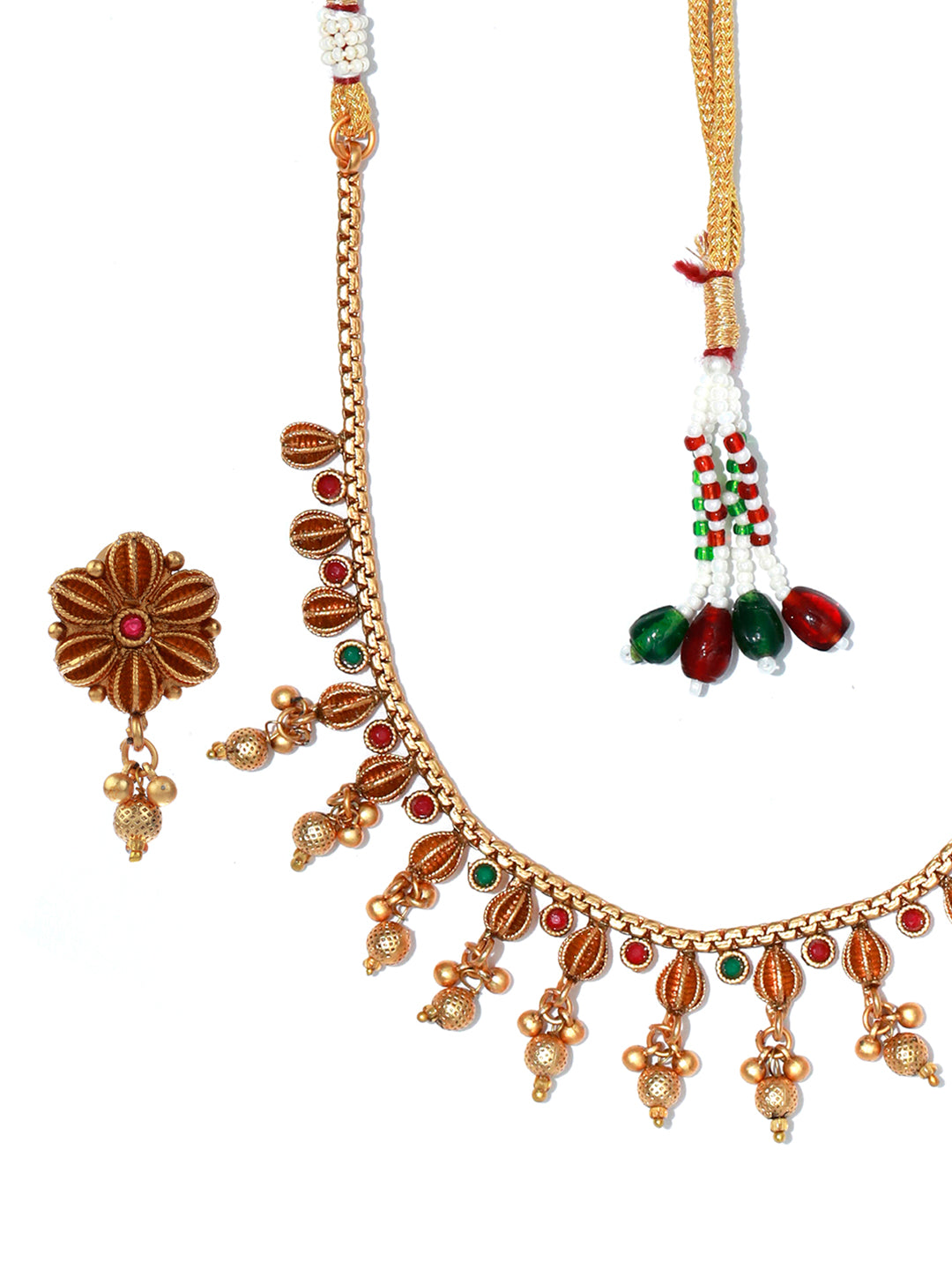 Priyaasi Real Kemp Gold Plated Jewellery Set
