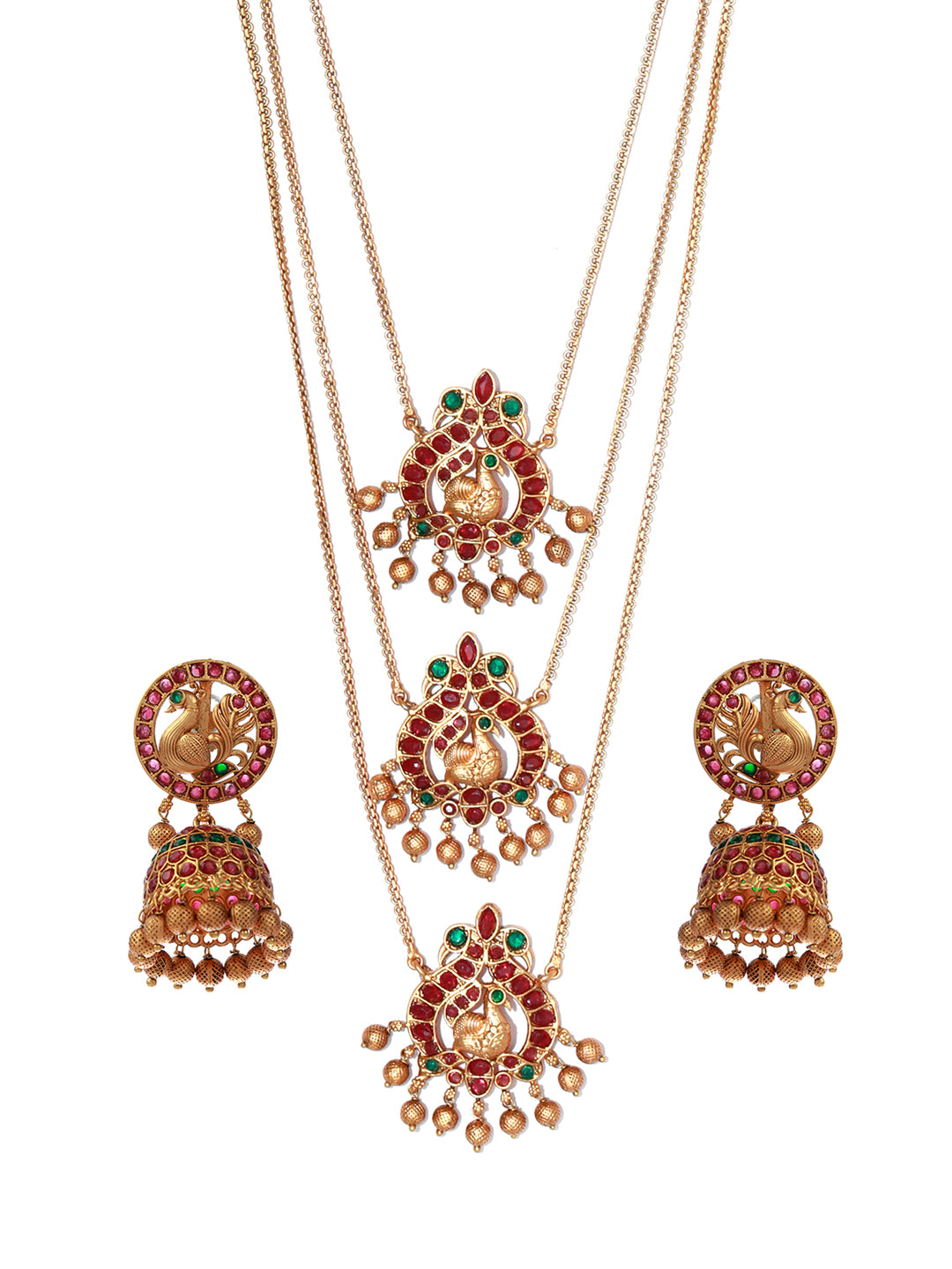 Priyaasi Traditional Real Kemp Peacock Jewellery Set