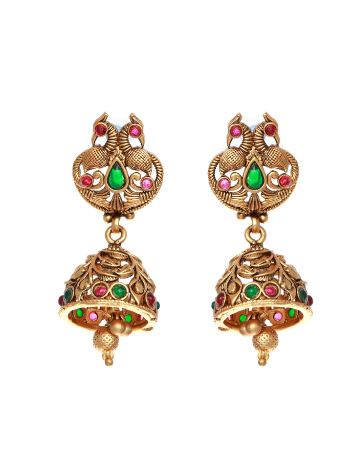 Priyaasi Traditional Peacock Pattern Gold Plated Jewellery Set