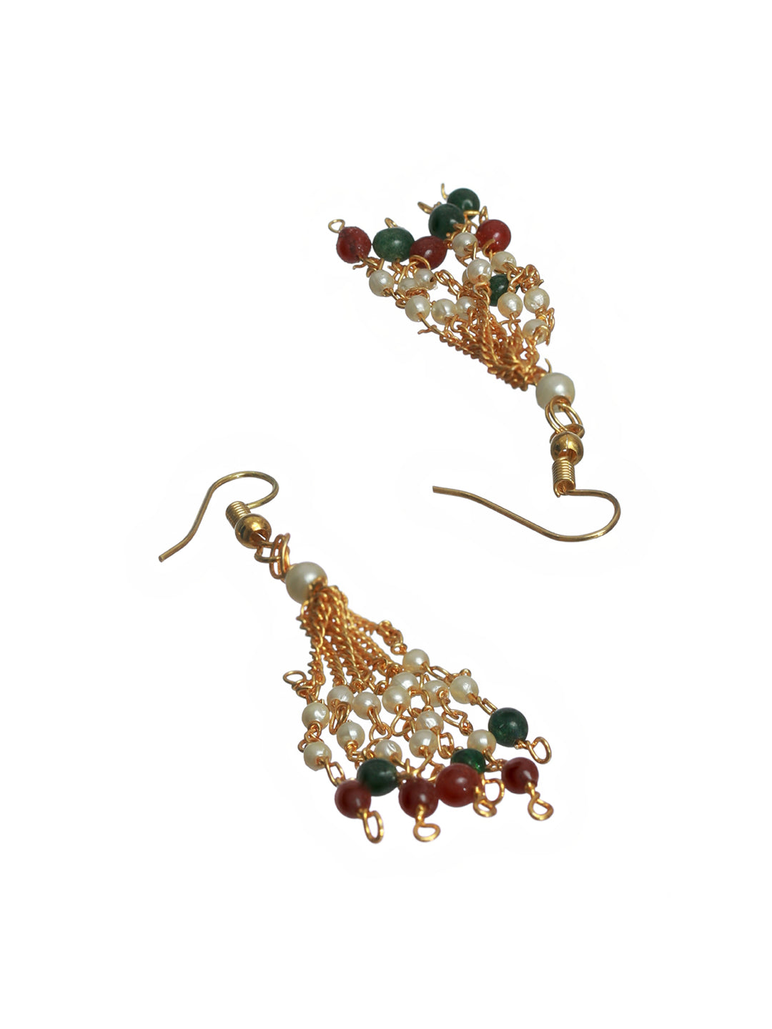 Priyaasi Multicolor Layered Pearl Chain Gold Plated Jewellery Set