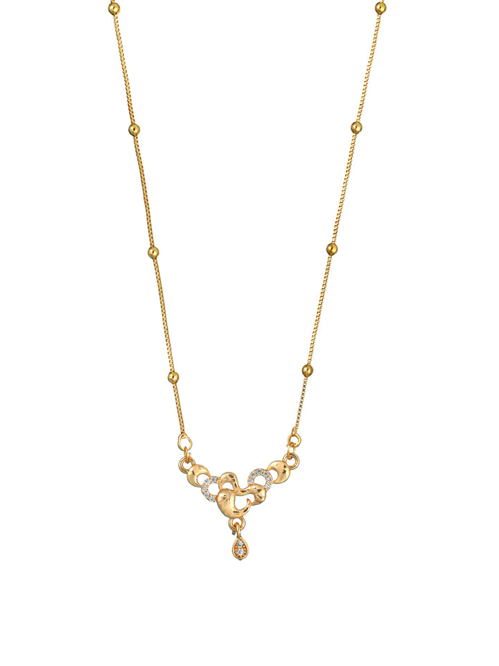 Priyaasi Elegant Pattern American Diamond Rose Gold Plated Necklace