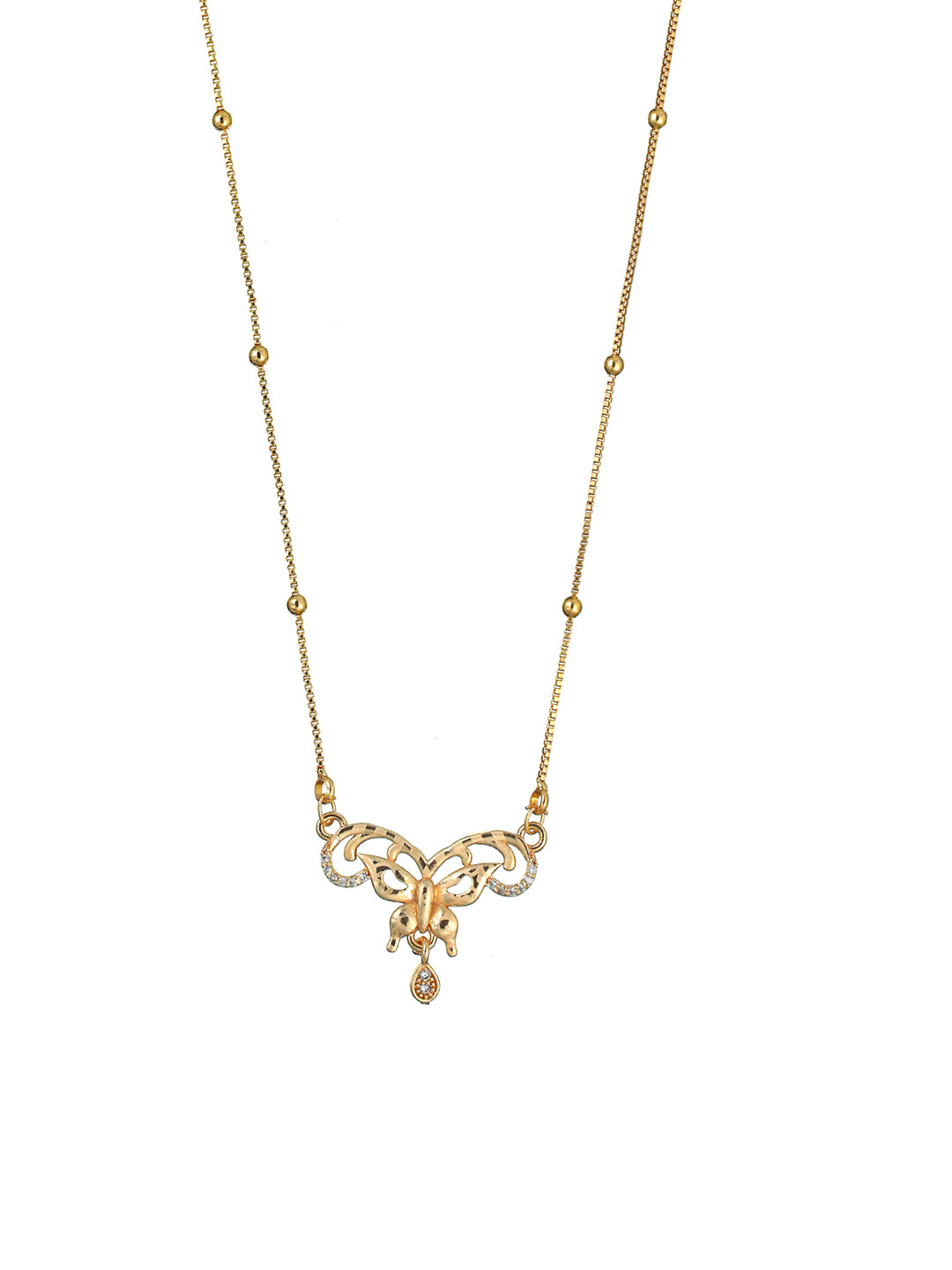 Priyaasi Butterfly American Diamond Rose Gold Plated Necklace