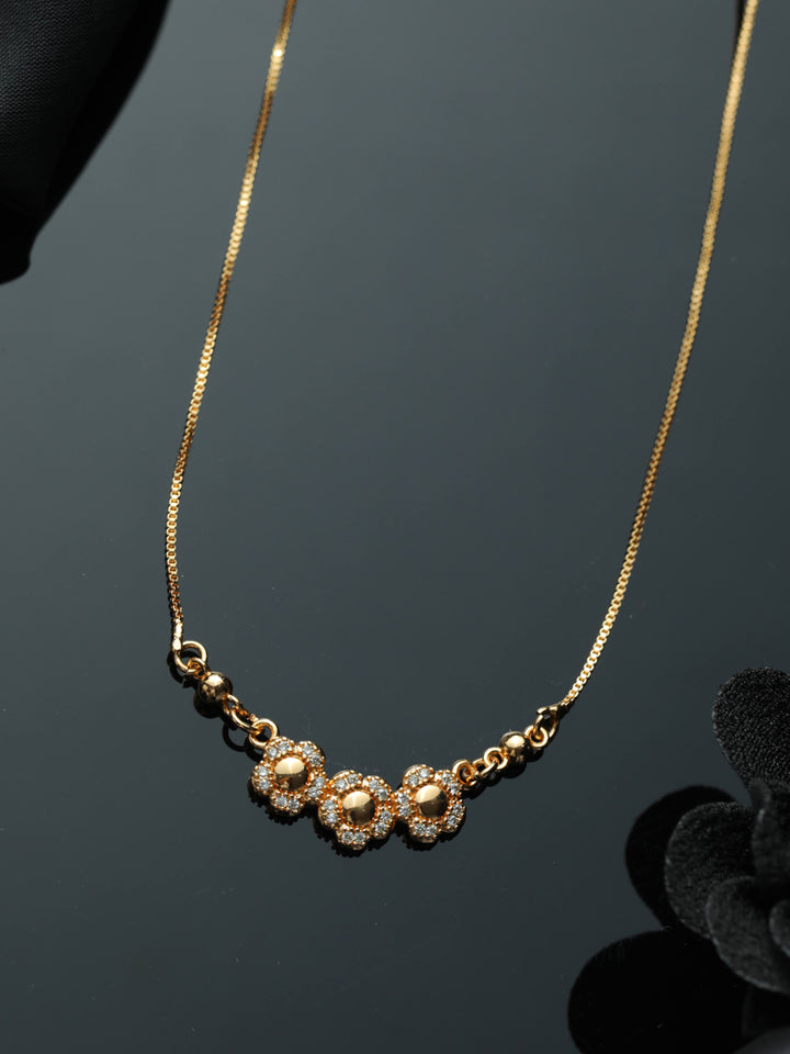 Priyaasi Floral American Diamond Rose Gold Plated Necklace