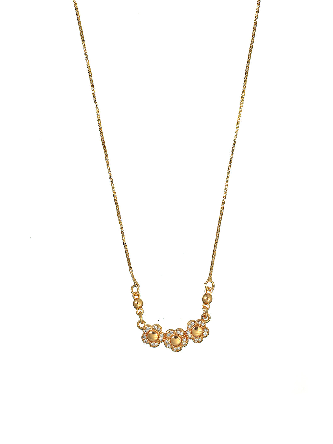 Priyaasi Floral American Diamond Rose Gold Plated Necklace