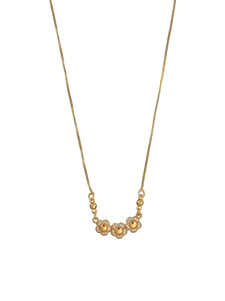 Priyaasi Floral American Diamond Rose Gold Plated Necklace