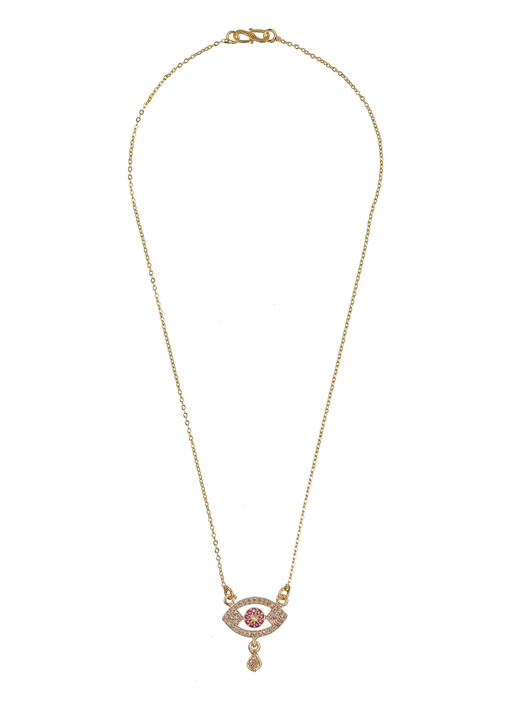 Priyaasi Pink Studded Floral Eye Rose Gold Plated Necklace