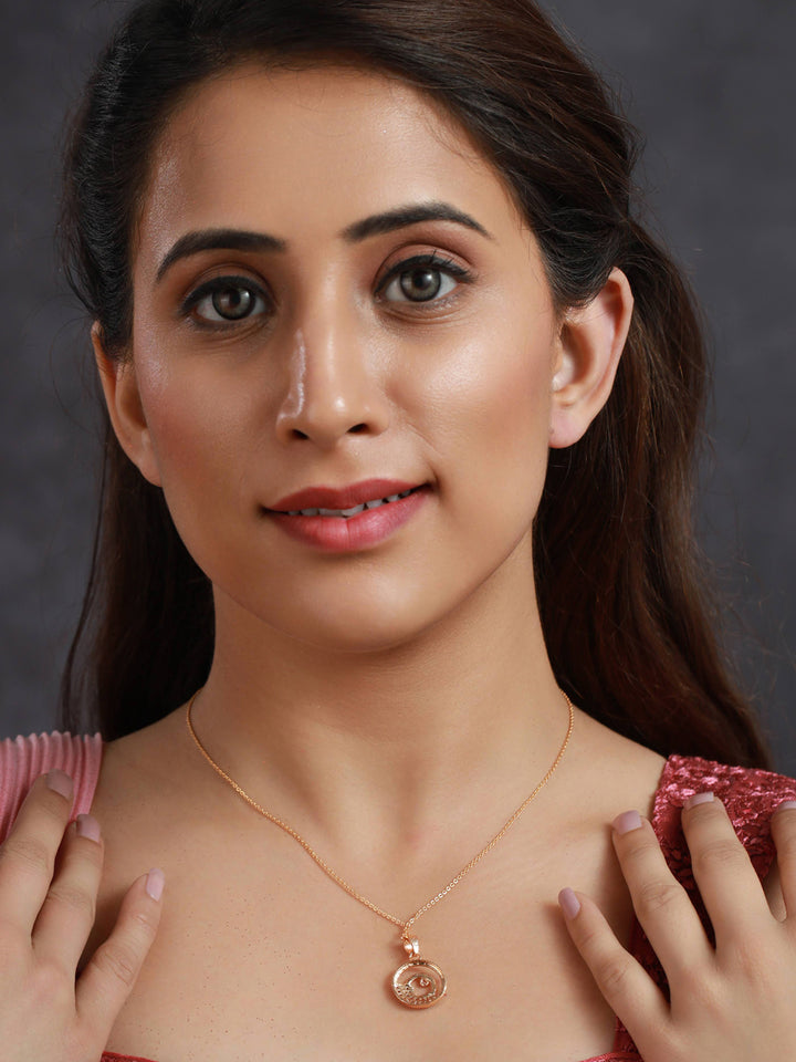 Priyaasi Elegant Studded Circles Rose Gold Plated Necklace