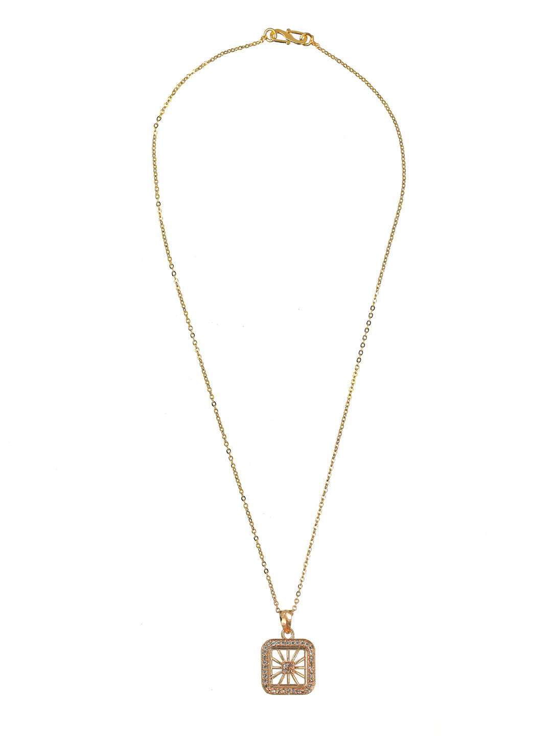 Priyaasi Square American Diamond Rose Gold Plated Necklace