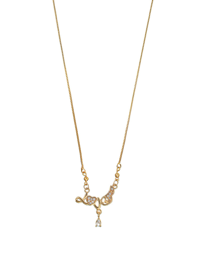 Priyaasi Heart Love American Diamond Gold Plated Necklace