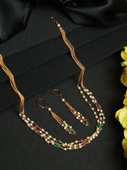 Priyaasi Multicolored Layered Pearl Gold Plated Jewellery Set