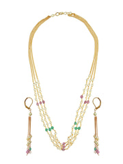 Priyaasi Multicolored Layered Pearl Gold Plated Jewellery Set