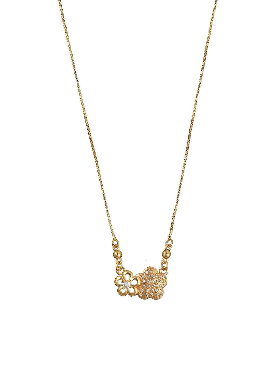 Priyaasi Floral American Diamond Gold Plated Necklace