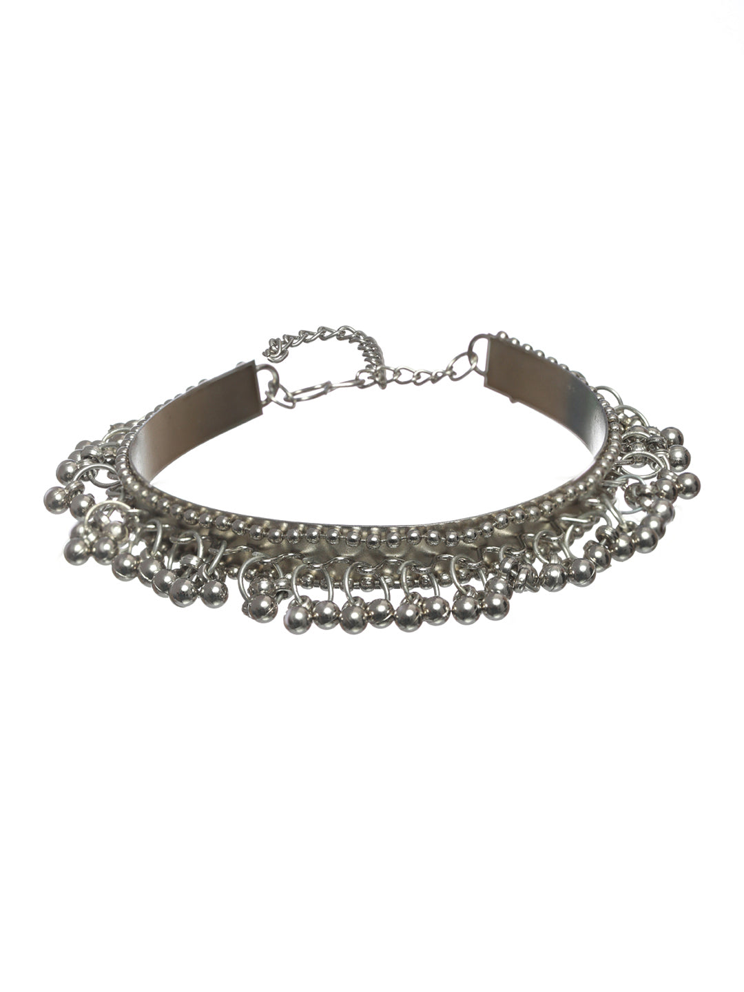 Priyaasi Oxidised Silver Chunky Floral Jewellery Set with Bracelet