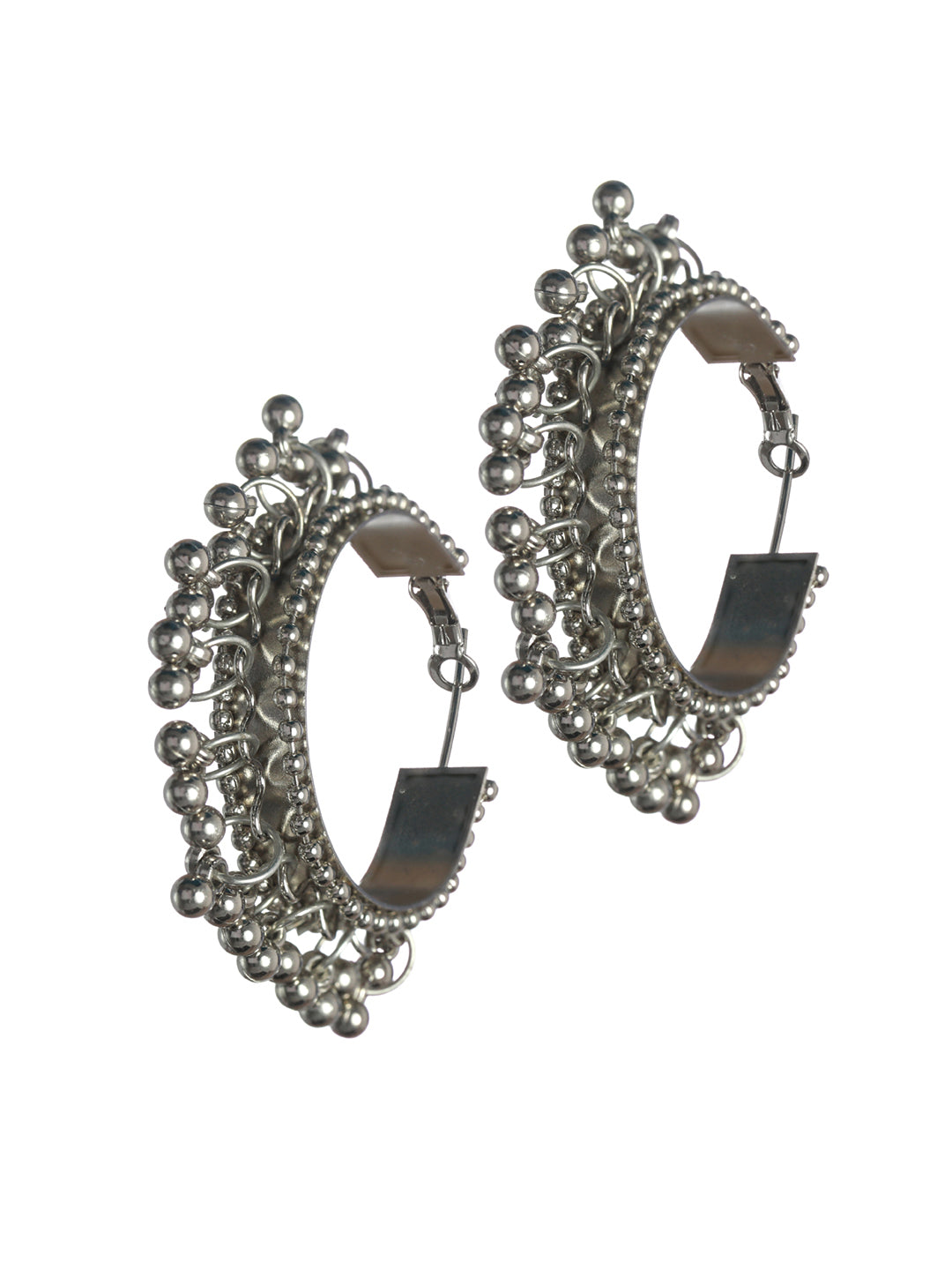 Priyaasi Oxidised Silver Green Peacock Jewellery Set with Bracelet & Maang Tikka