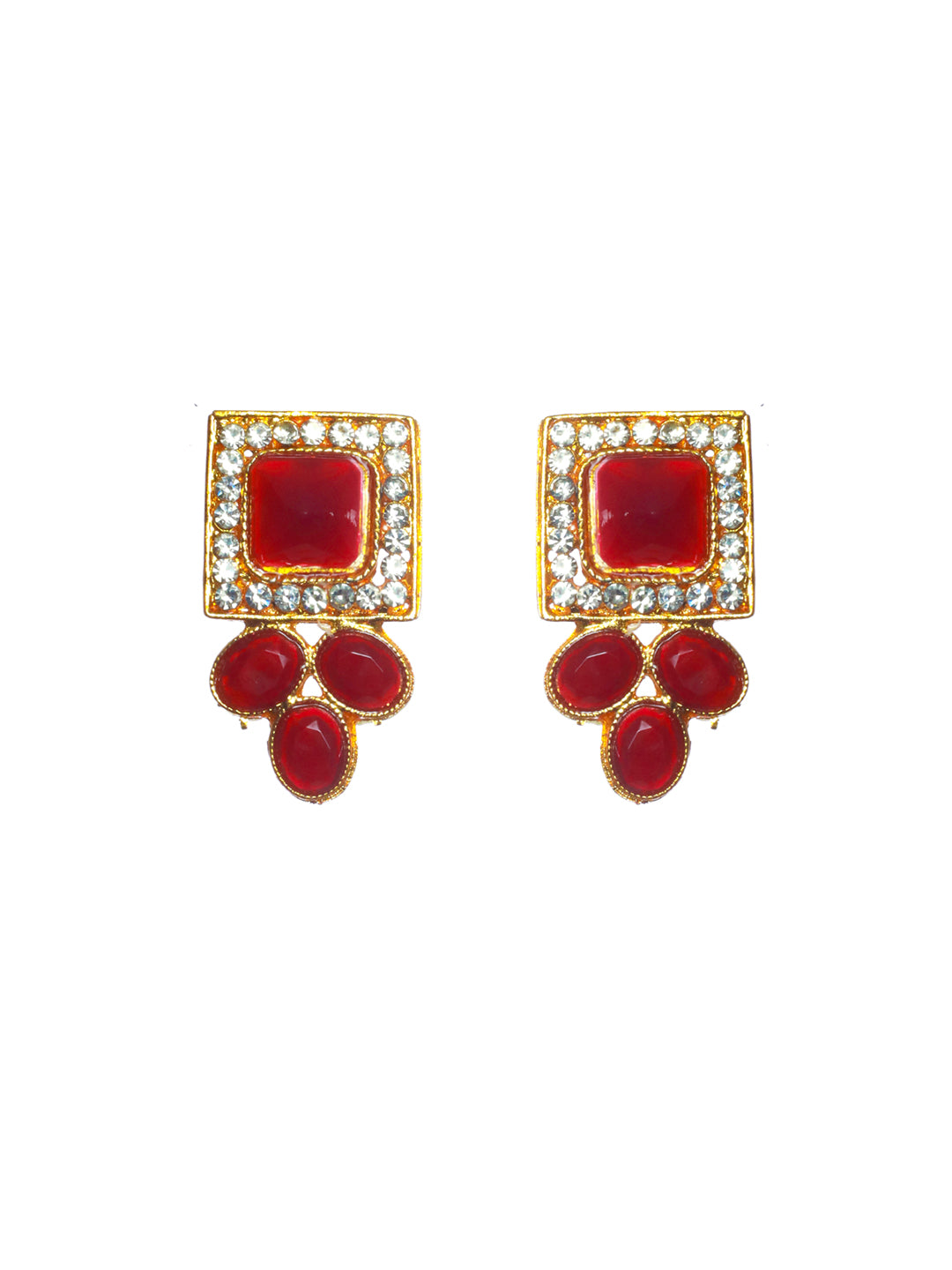 Priyaasi Maroon Studded Block Pearl Choker Jewellery Set