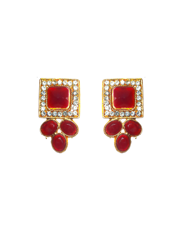 Priyaasi Maroon Studded Block Pearl Choker Jewellery Set