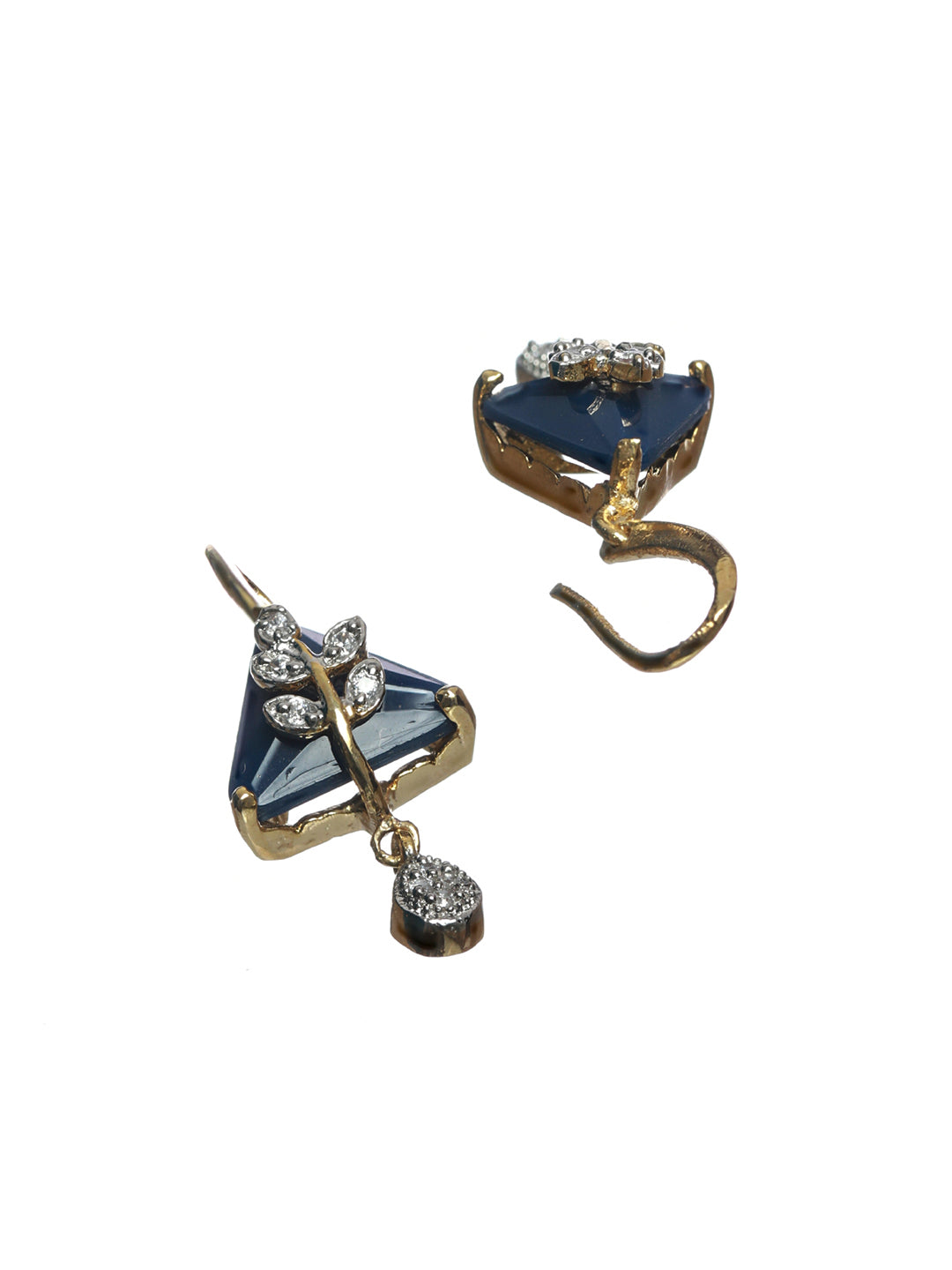 Priyaasi Blue Triangular Floral AD Gold Plated Jewellery Set