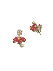 Priyaasi Red Floral Leaf Gold Plated Jewellery Set