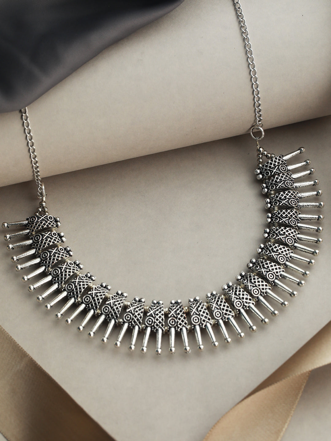 Priyaasi Tribal Style Oxidised Silver Necklace