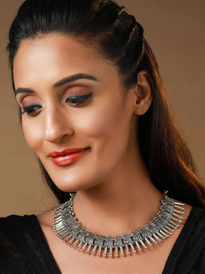 Priyaasi Tribal Style Oxidised Silver Necklace