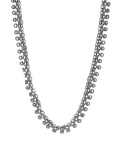 Priyaasi Circle Link Adjustable Oxidised Silver Necklace
