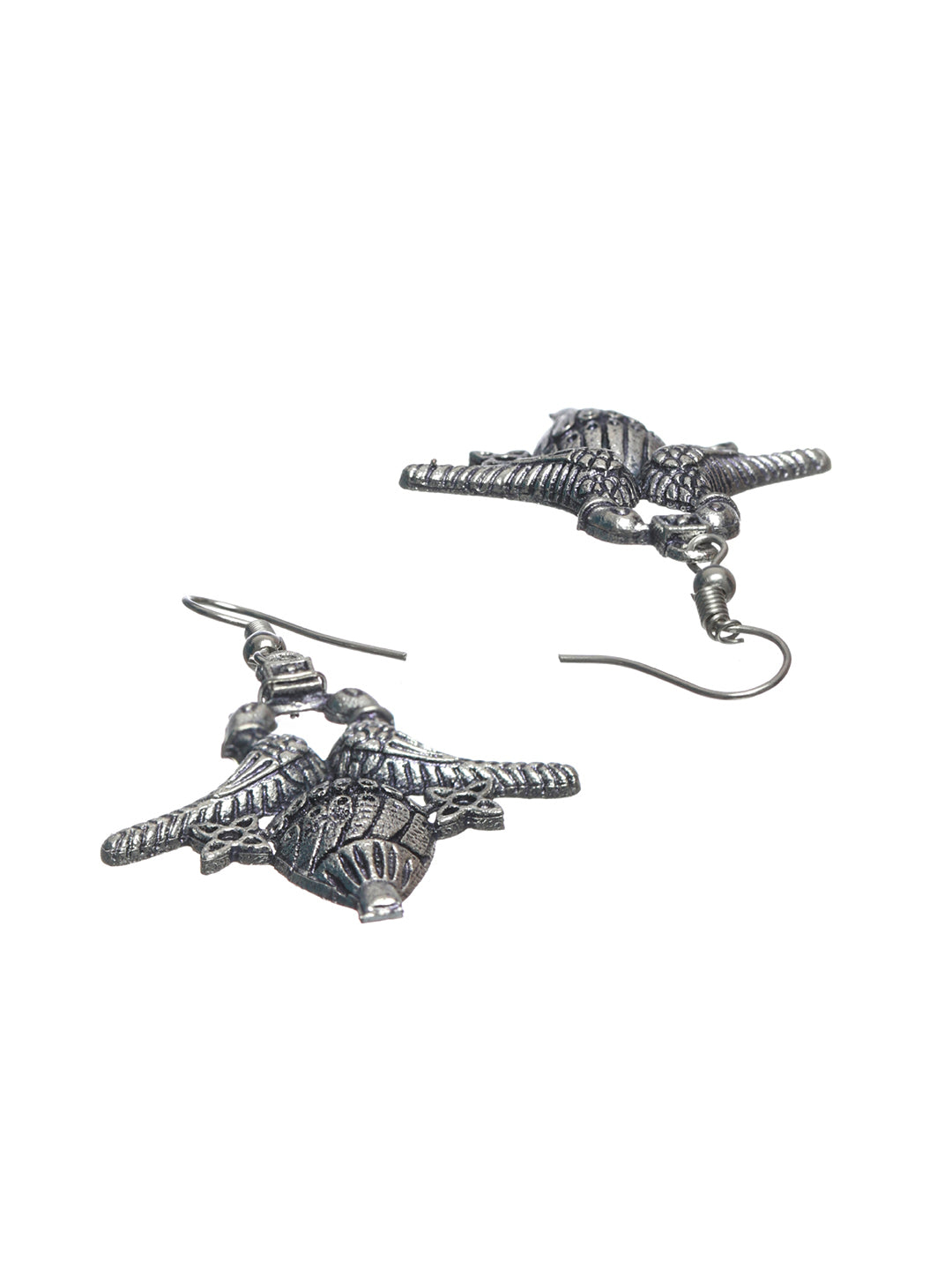 Priyaasi Peacock Lord Ganesha Oxidised Silver Necklace