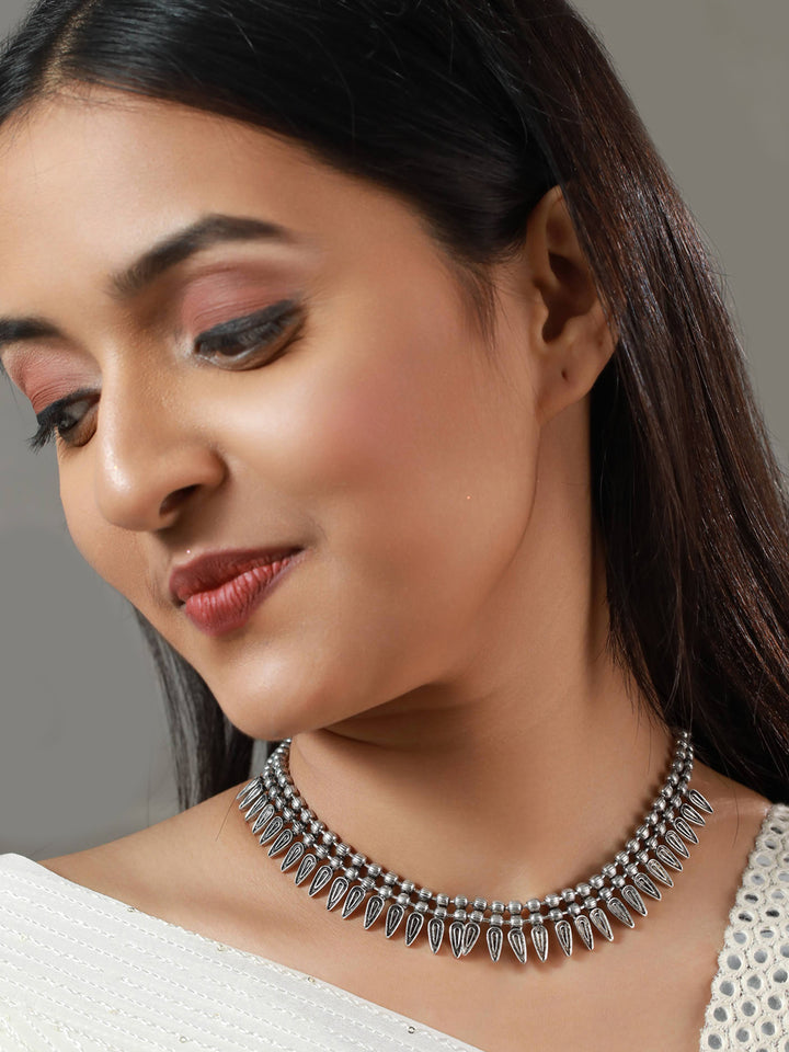 Priyaasi Tribal Fashion Adjustable Oxidised Silver Necklace