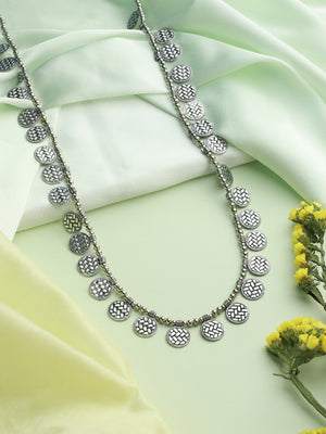 Priyaasi Stylish Interwoven Circles Oxidised Silver Necklace