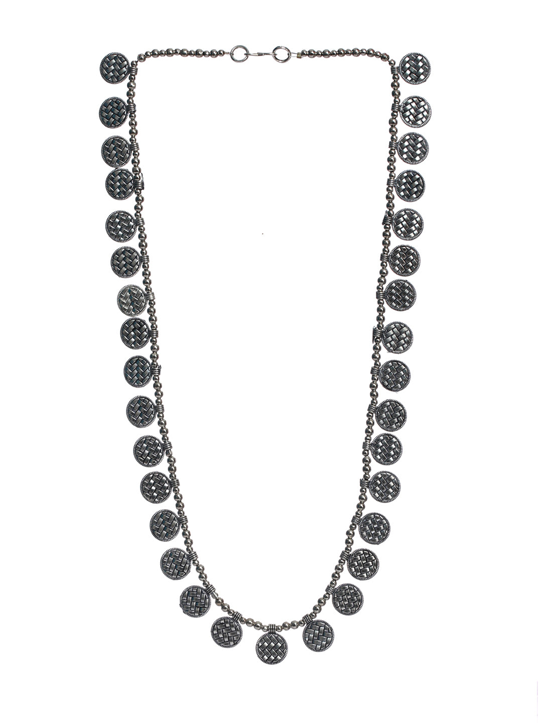Priyaasi Stylish Interwoven Circles Oxidised Silver Necklace
