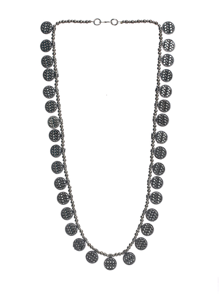 Priyaasi Stylish Interwoven Circles Oxidised Silver Necklace