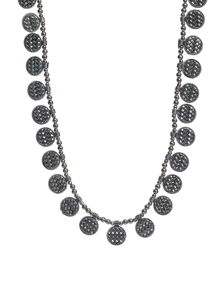 Priyaasi Stylish Interwoven Circles Oxidised Silver Necklace