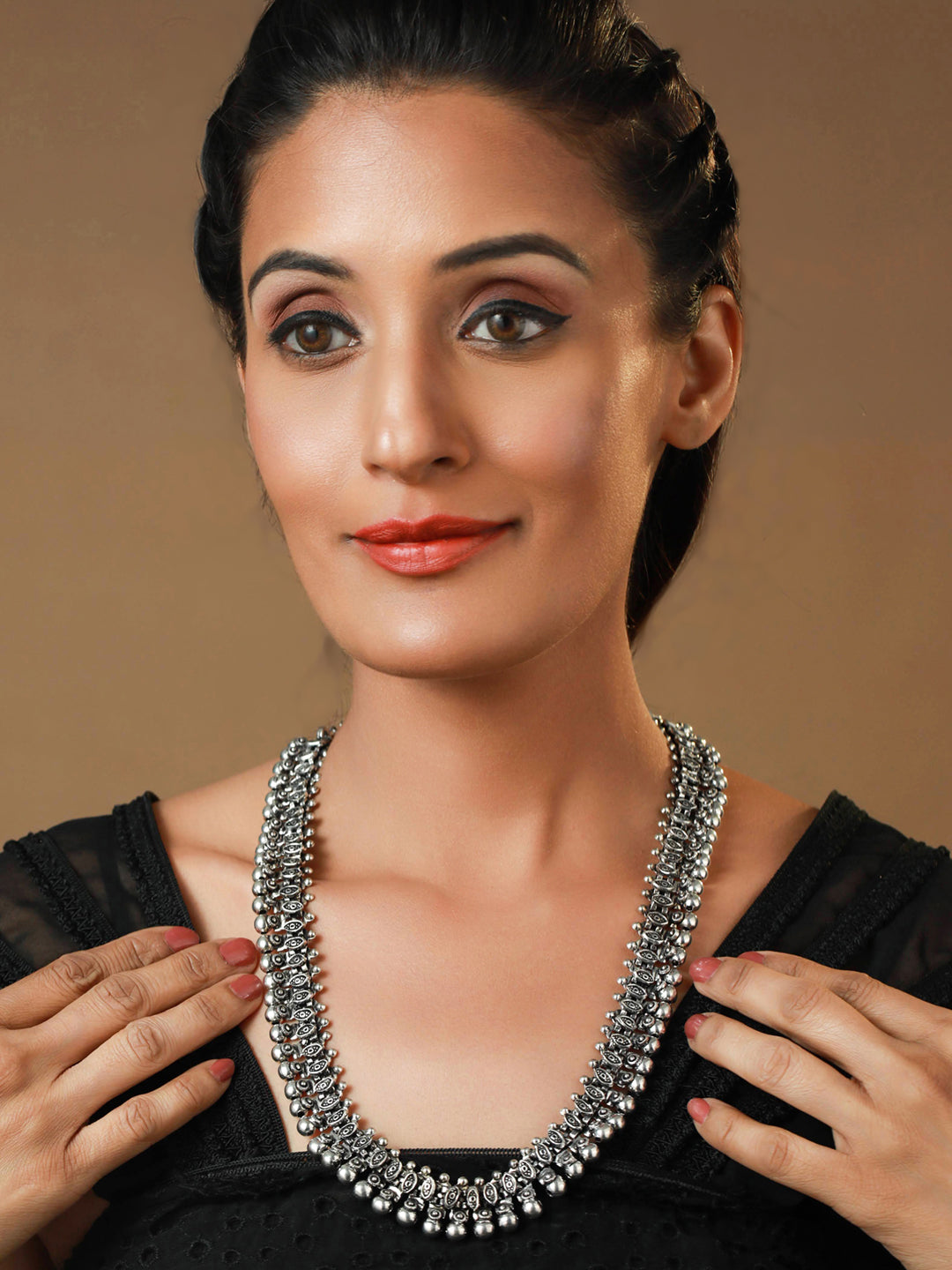 Priyaasi Stylish Boho Oxidised Silver Necklace